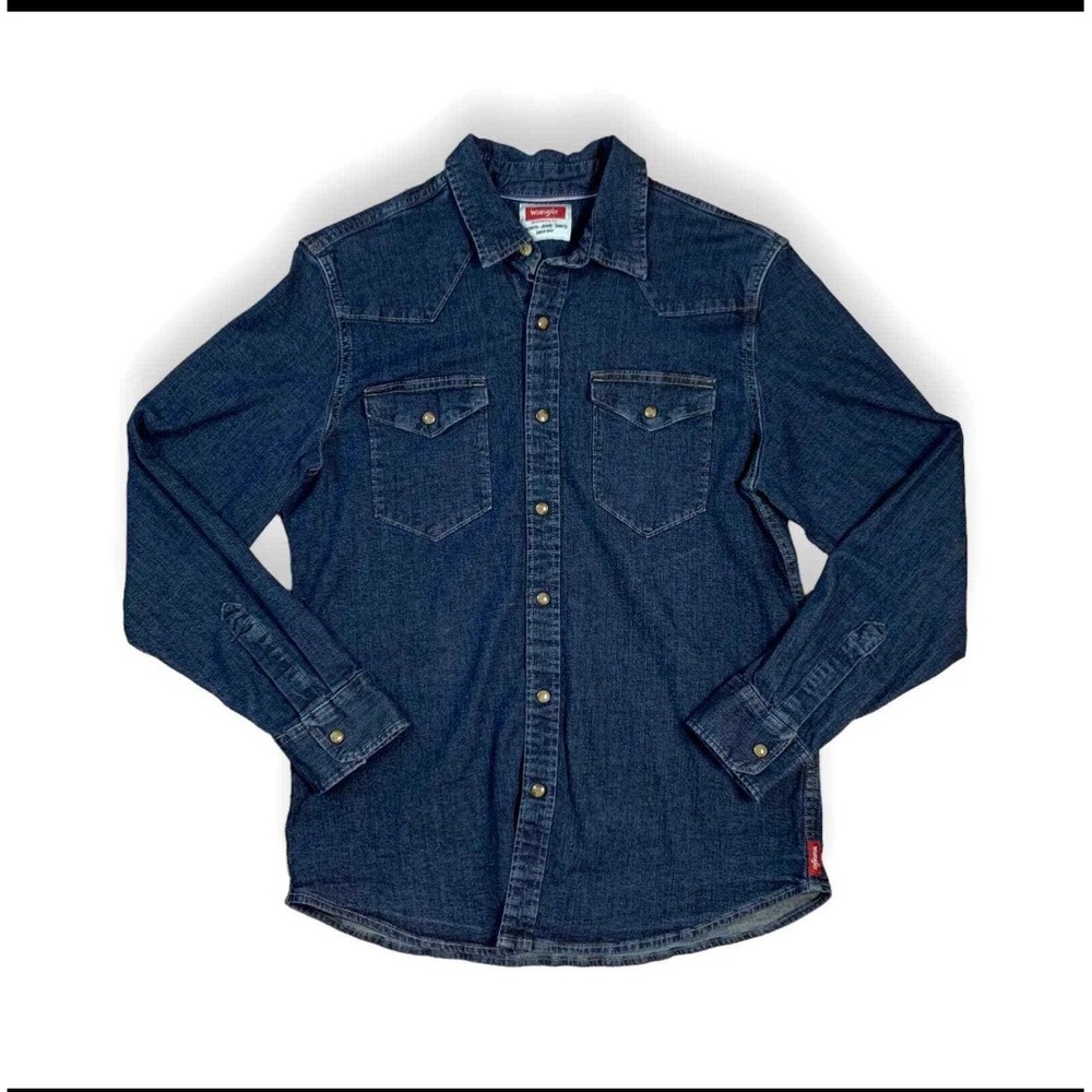 Vintage Y2K Wrangler Mens Snap Button Denim Button Up Shirt - Small